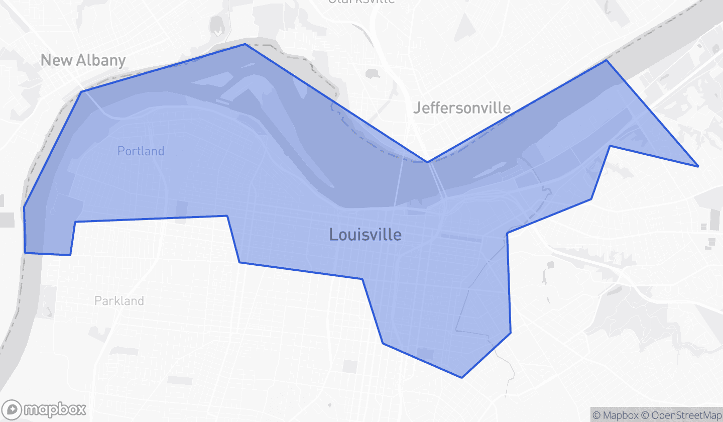Map highlighting House District 43 in Kentucky