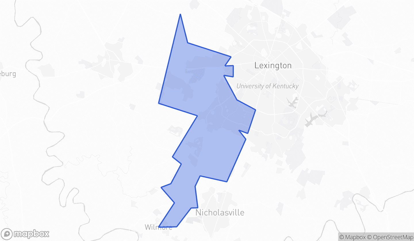 Map highlighting House District 45 in Kentucky