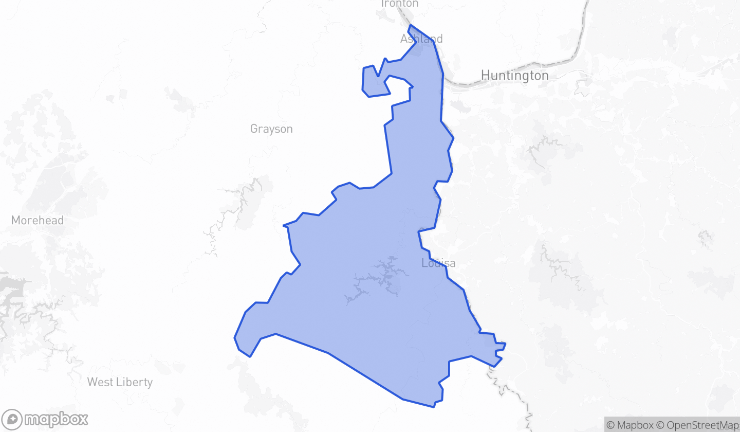 Map highlighting House District 100 in Kentucky