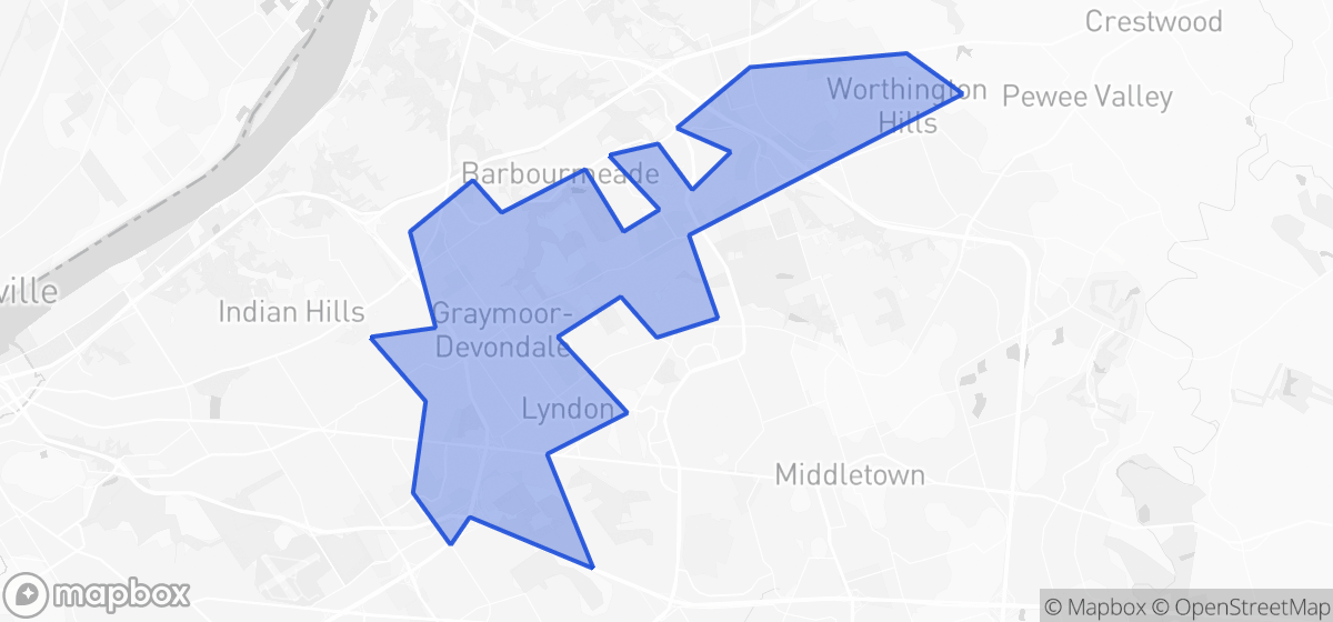 Map highlighting House District 032 in Kentucky