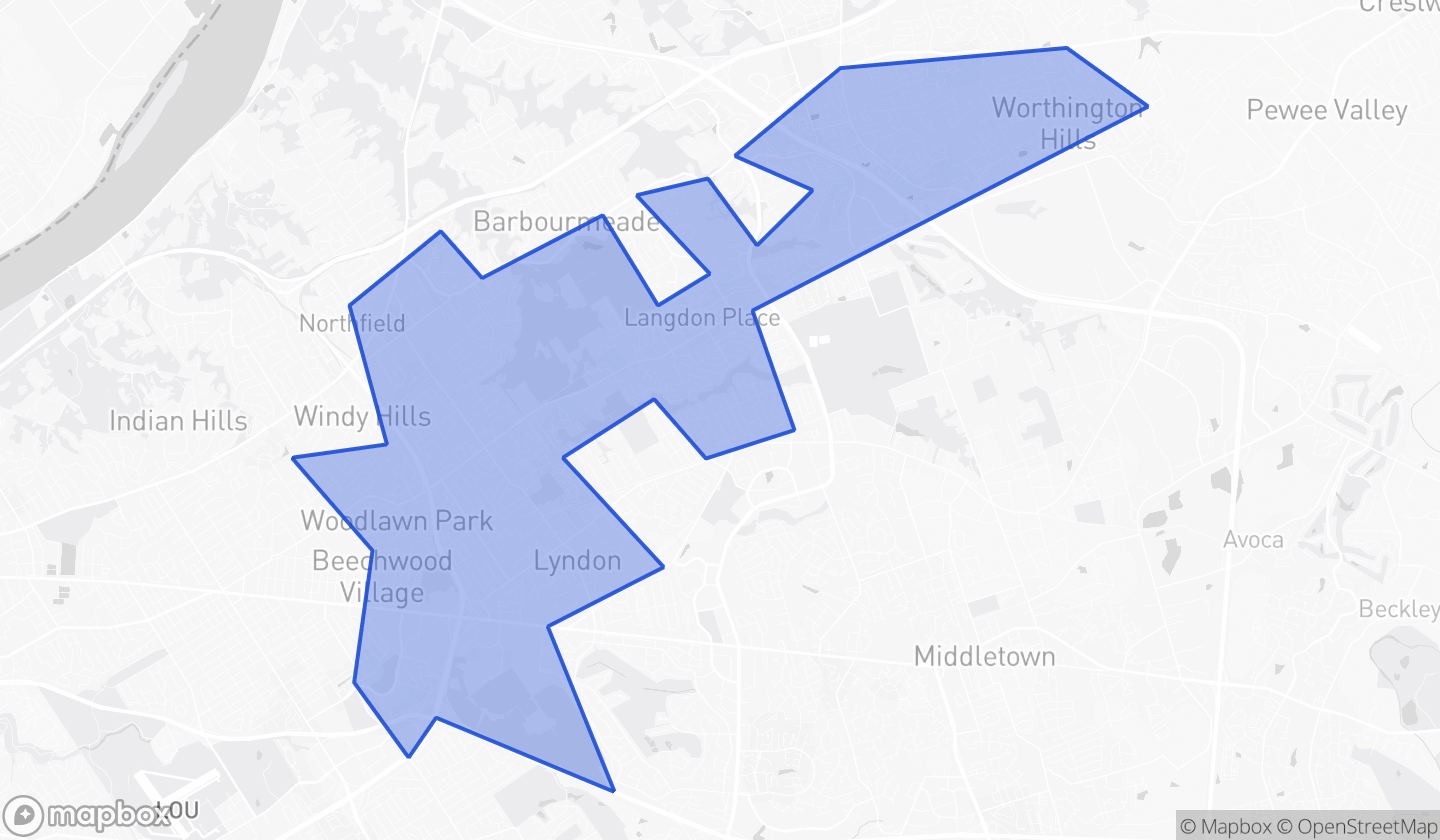 Map highlighting House District 032 in Kentucky