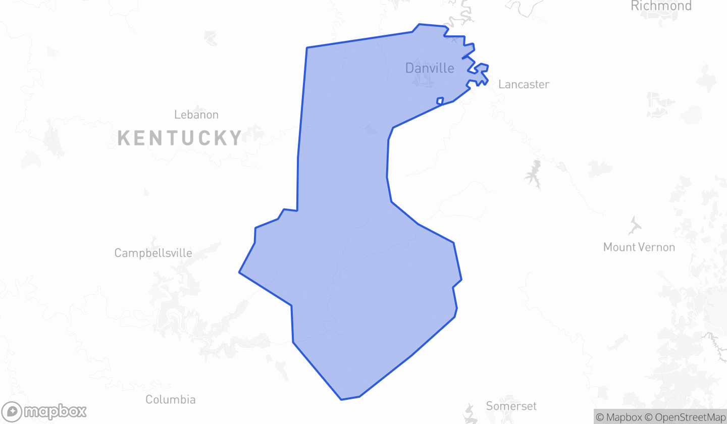 Map highlighting House District 054 in Kentucky