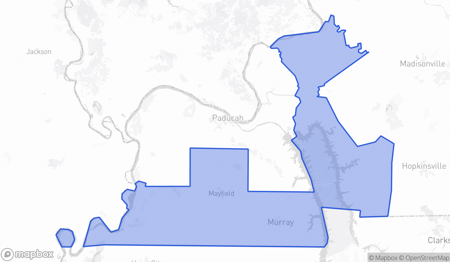 Map highlighting Senate District 01 in Kentucky