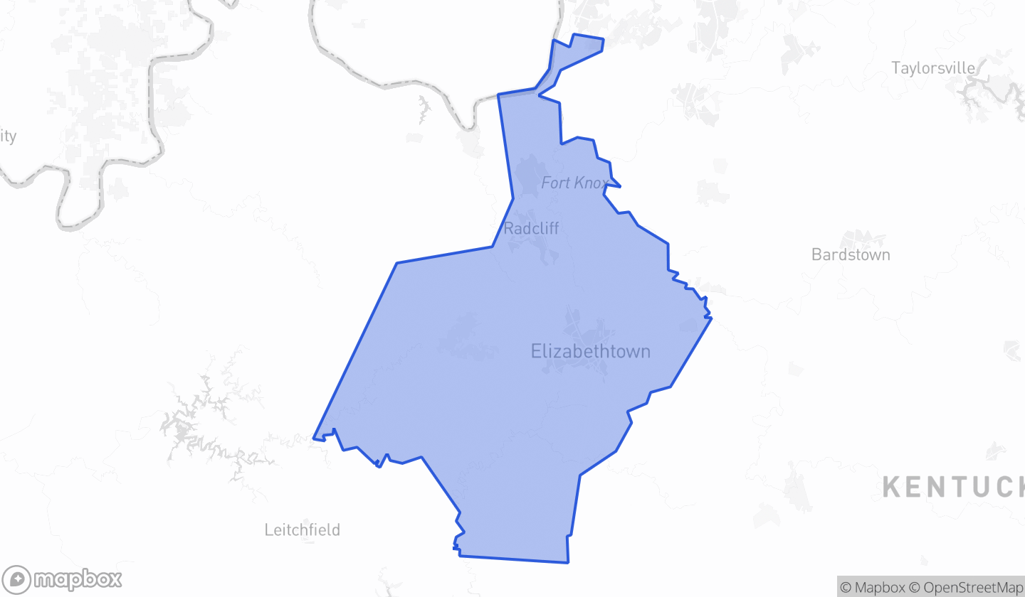 Map highlighting Senate District 10 in Kentucky