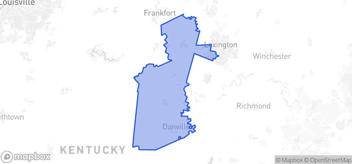 Map highlighting Senate District 12 in Kentucky