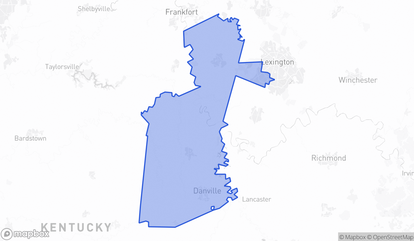 Map highlighting Senate District 12 in Kentucky