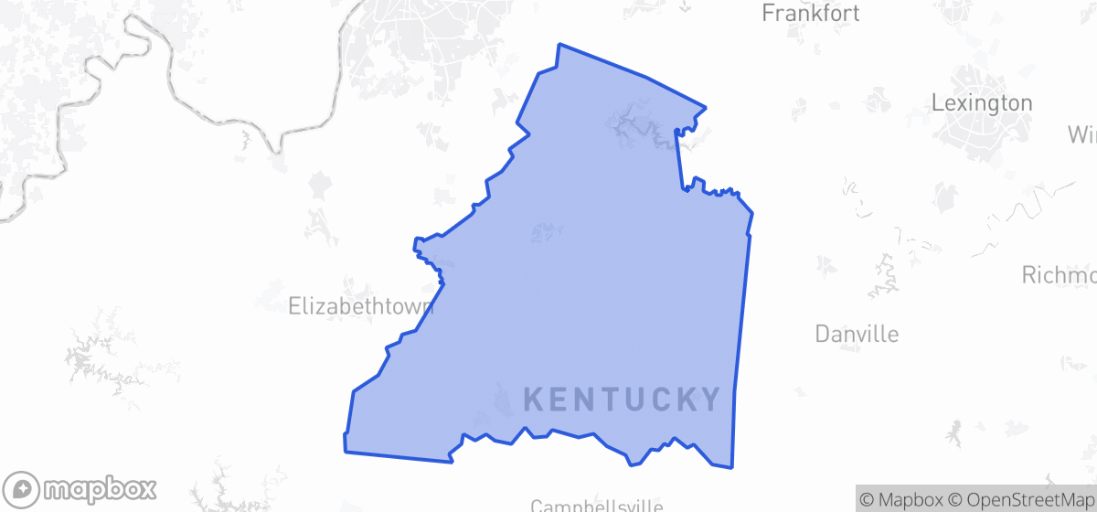 Map highlighting Senate District 14 in Kentucky
