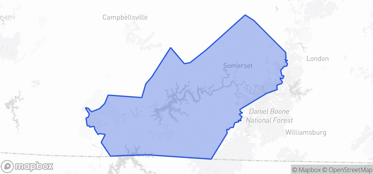 Map highlighting Senate District 15 in Kentucky