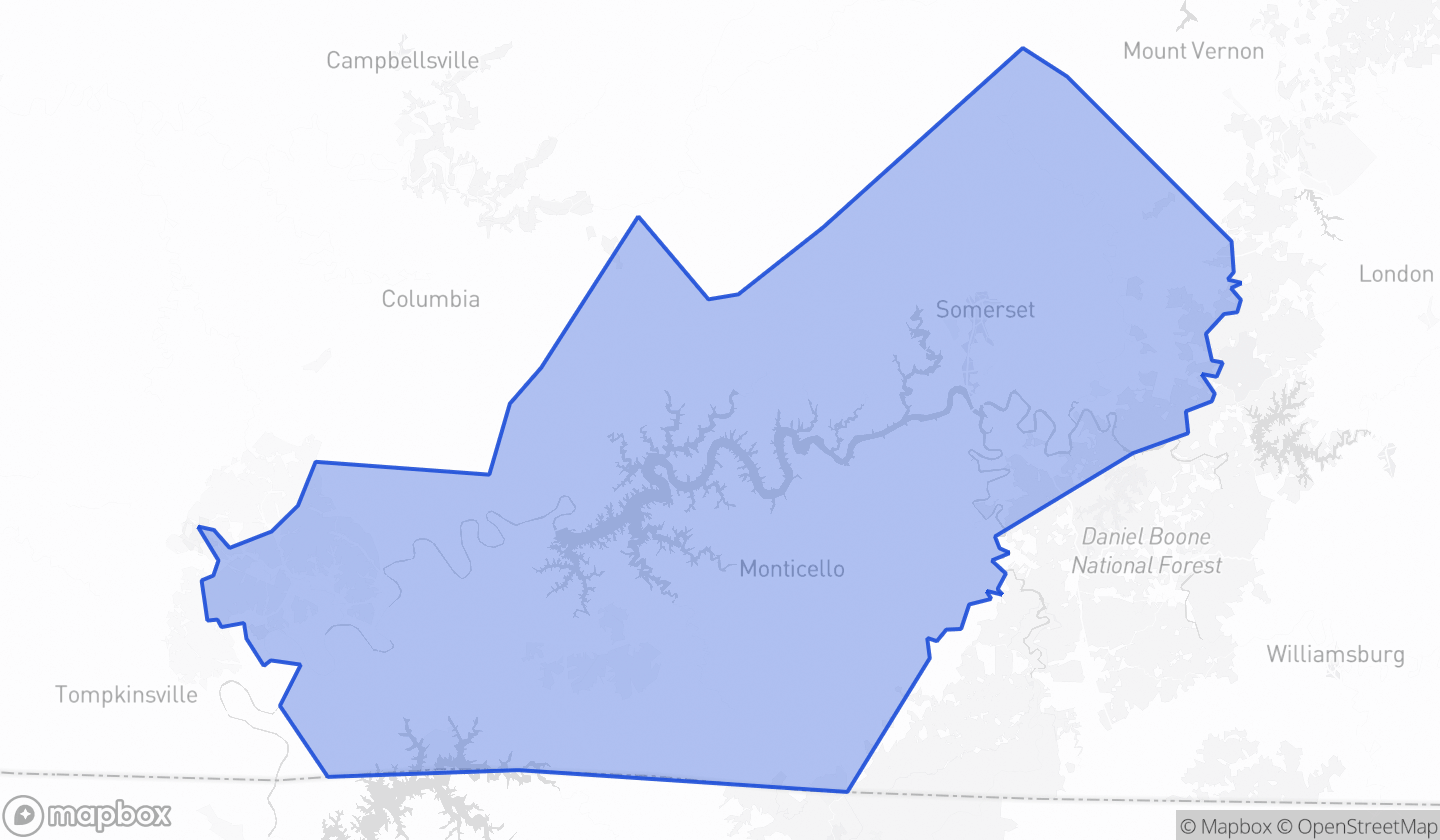 Map highlighting Senate District 15 in Kentucky
