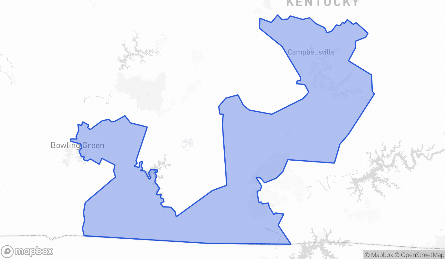 Map highlighting Senate District 16 in Kentucky