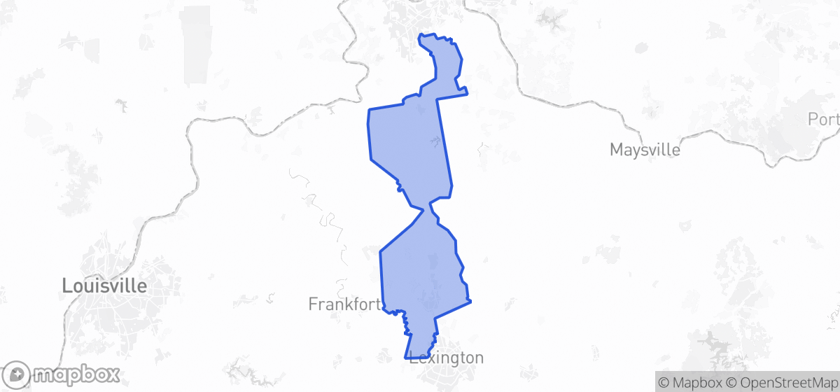 Map highlighting Senate District 17 in Kentucky
