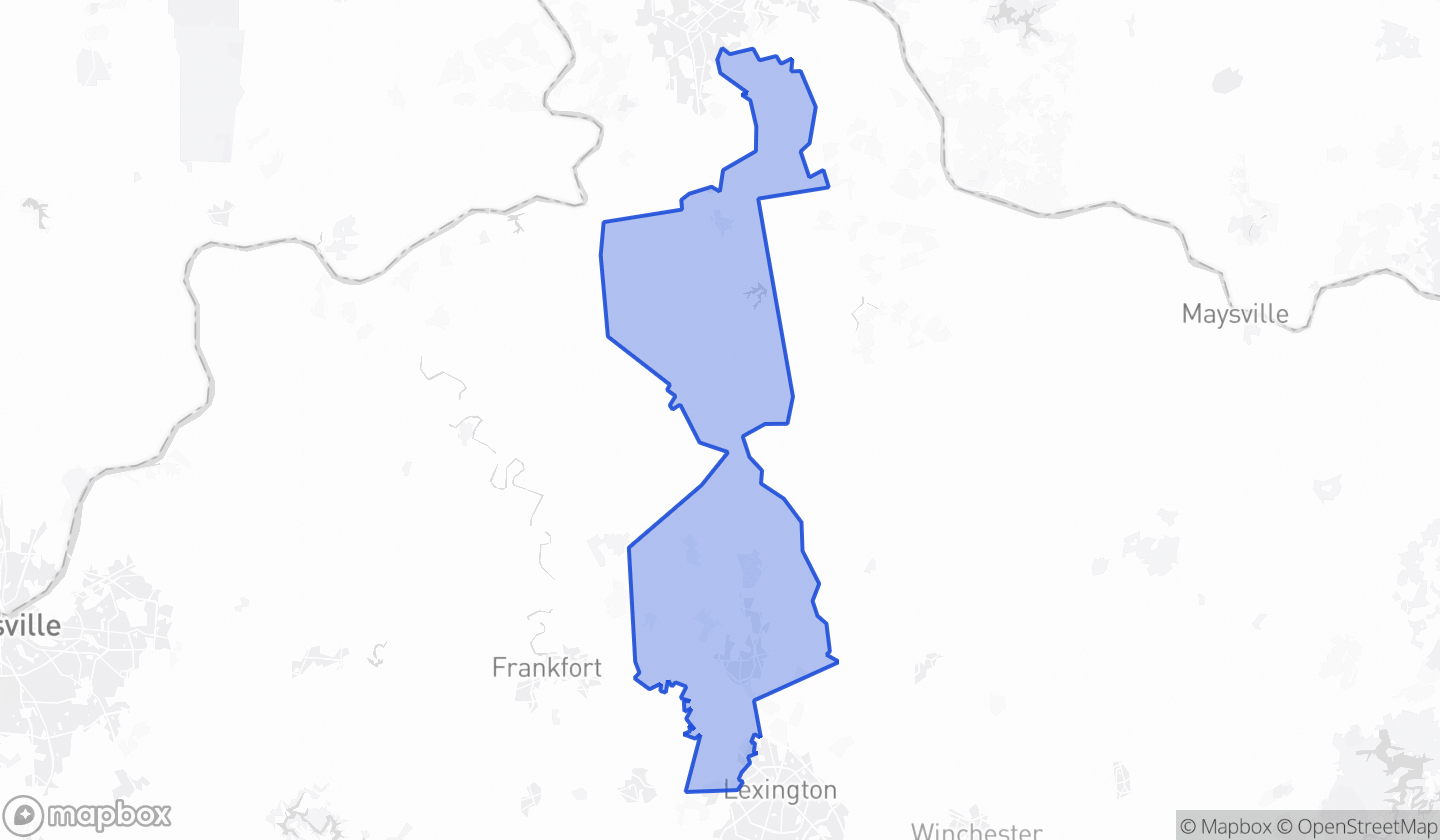 Map highlighting Senate District 17 in Kentucky
