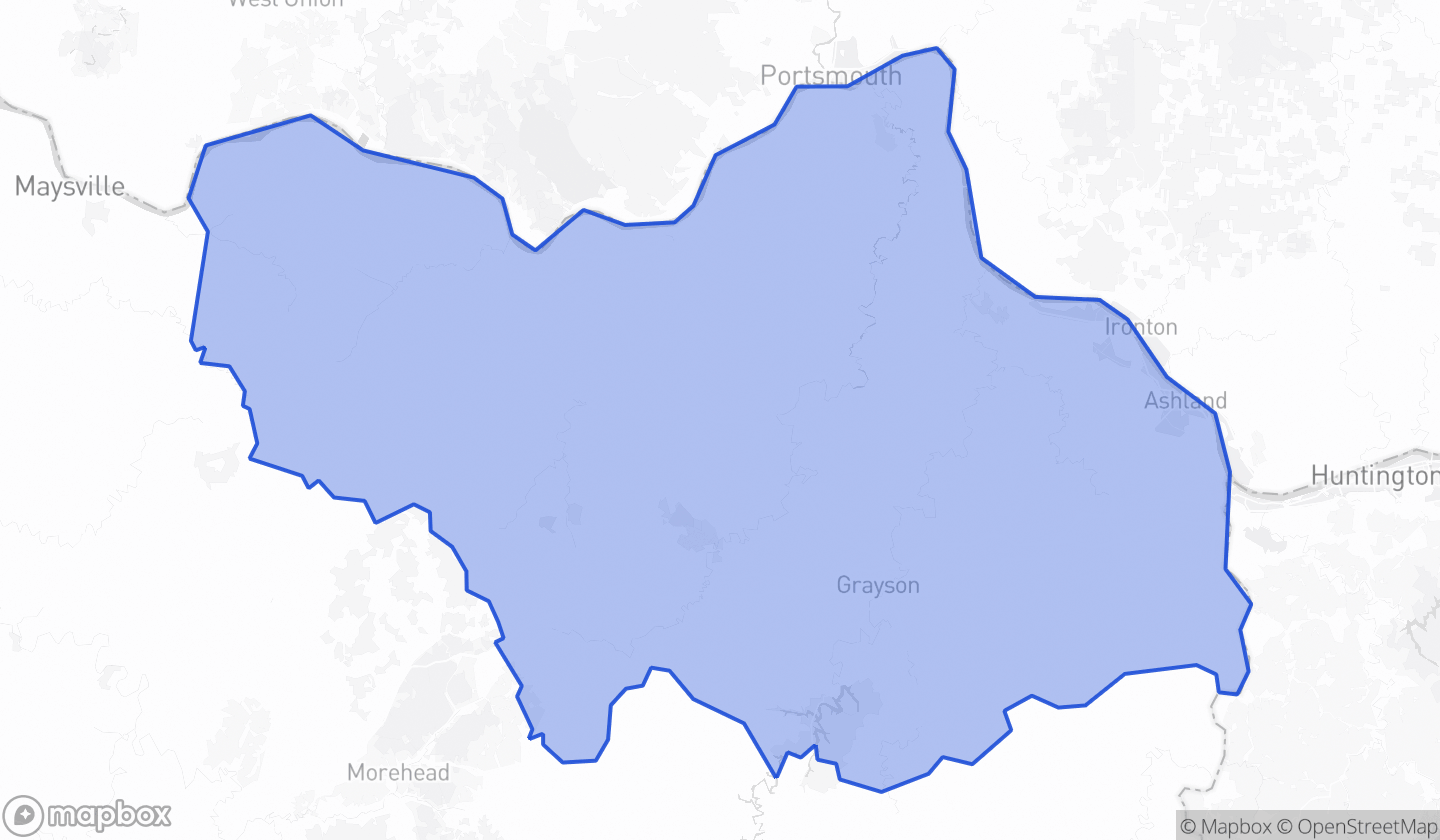 Map highlighting Senate District 18 in Kentucky