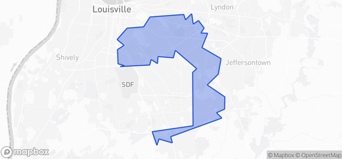 Map highlighting Senate District 19 in Kentucky
