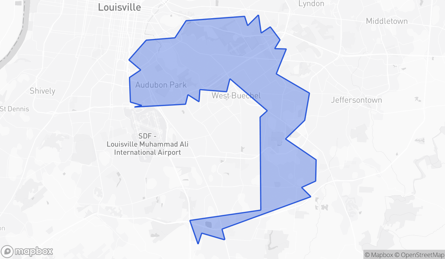 Map highlighting Senate District 19 in Kentucky