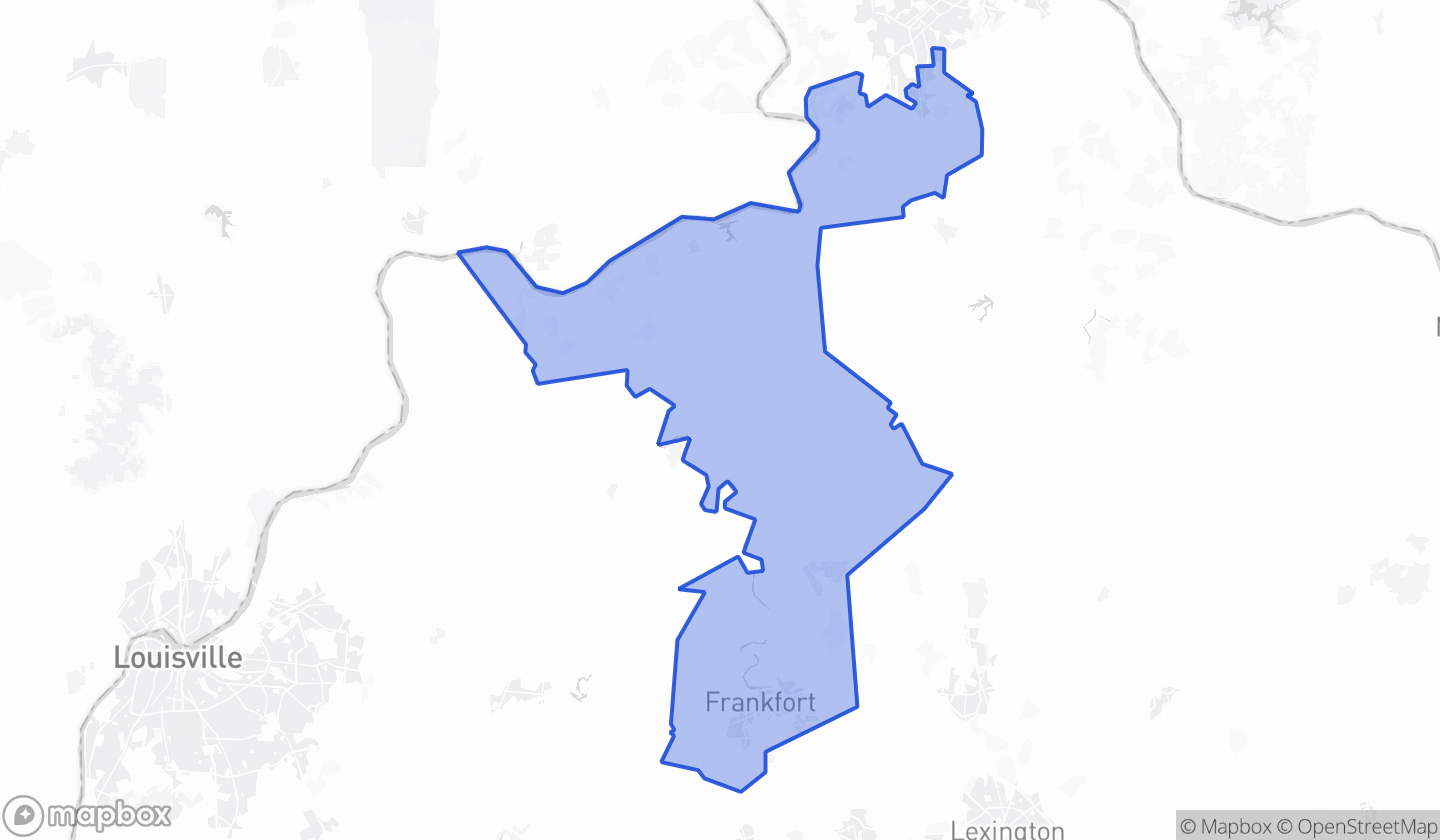 Map highlighting Senate District 20 in Kentucky