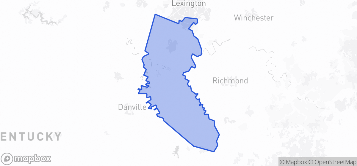 Map highlighting Senate District 22 in Kentucky