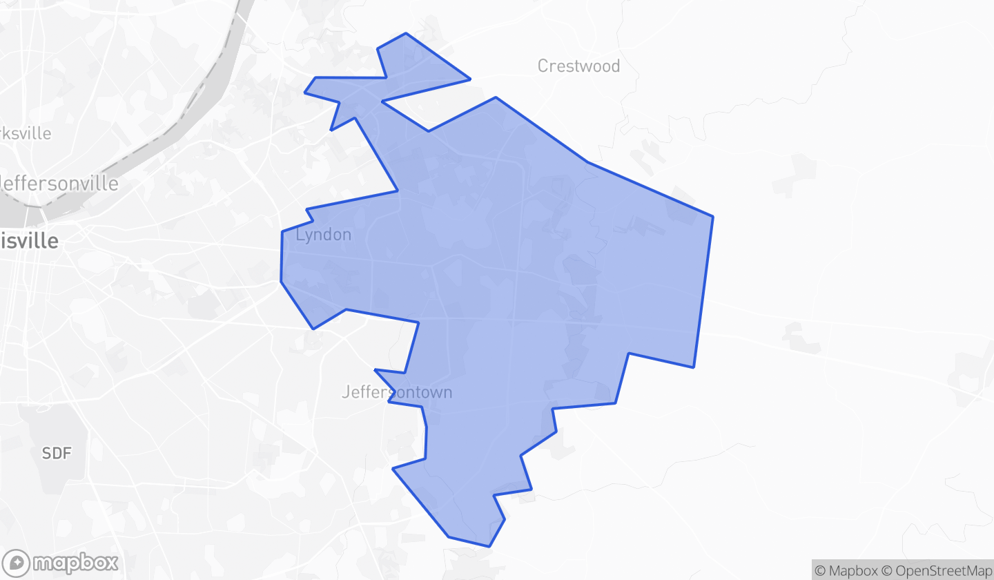 Map highlighting Senate District 36 in Kentucky