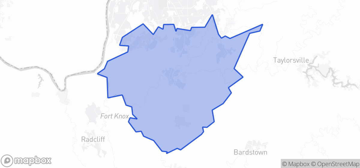 Map highlighting Senate District 38 in Kentucky